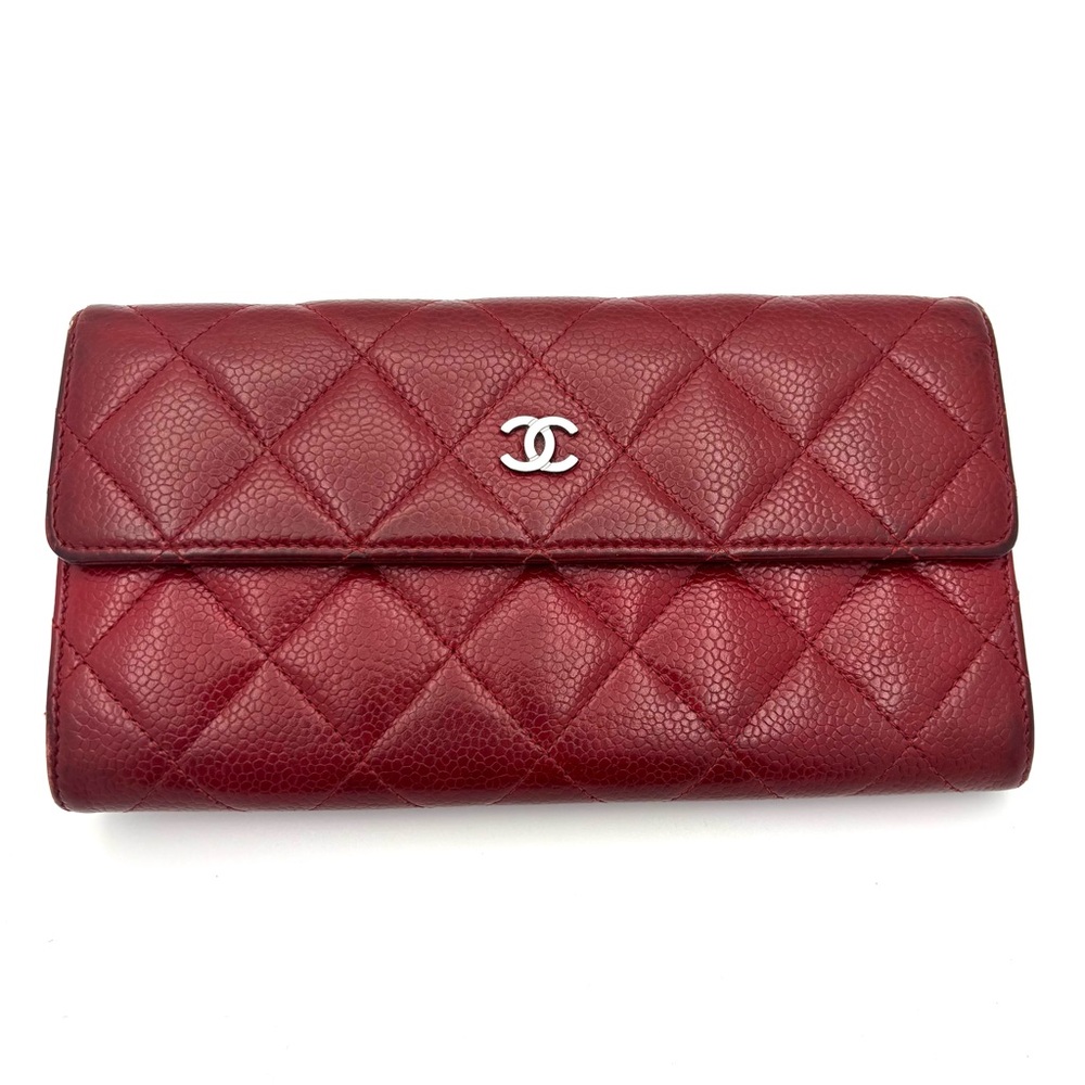 CHANEL Red Quilted Wallet